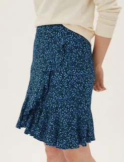Outlet 🔥 M&S Collection 👗 Skirts Floral Ruffle Mini Wrap 👗 Skirt 😉 -New In Womens Sales 2022 SD 01 T42 2883 F4 X EC 1