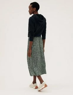 Cheap 😀 M&S Collection 👗 Skirts Animal Print Midi Tiered 👗 Skirt 🧨 -New In Womens Sales 2022 SD 01 T42 2956 KA X EC 2