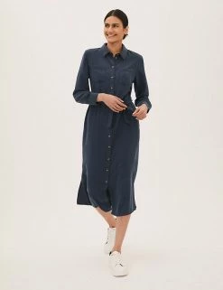 Brand new β M&S Collection π Dresses Pure Tencelβ’ Belted Midi π Shirt π Dress π―