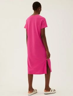 Best reviews of ❤️ M&S Collection 👗 Dresses Pure Cotton Midi T-Shirt 👗 Dress 🎉 -New In Womens Sales 2022 SD 01 T42 4539 A0 X EC 4