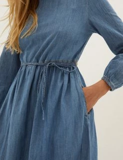 Best reviews of 🥰 M&S Collection 👗 Dresses Pure Cotton Relaxed Denim Midi 👗 Dress 🤩 -New In Womens Sales 2022 SD 01 T42 4558 HP X EC 1