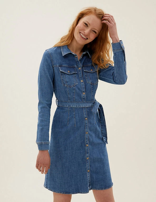 New ๐ M&S Collection ๐ Dresses Denim Knee Length ๐ Shirt ๐ Dress ๐ 1 New ๐ M&S Collection ๐ Dresses Denim Knee Length ๐ Shirt ๐ Dress ๐