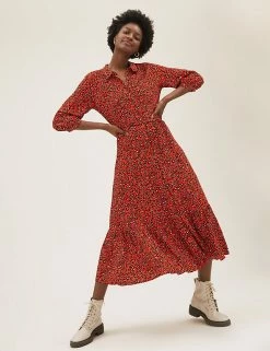 Discount ❤️ M&S Collection 👗 Dresses Animal Print Midi 👕 Shirt 👗 Dress 🔥