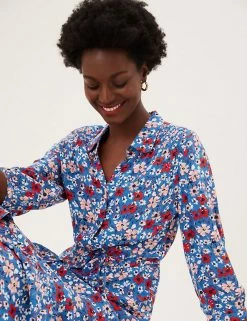Cheap 🌟 M&S Collection 👗 Dresses Floral Midi 👚 Shirt 👗 Dress 😍 -New In Womens Sales 2022 SD 01 T42 4587 E4 X EC 0