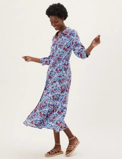 Cheap 🌟 M&S Collection 👗 Dresses Floral Midi 👚 Shirt 👗 Dress 😍 -New In Womens Sales 2022 SD 01 T42 4587 E4 X EC 3