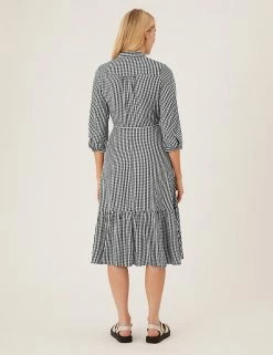 Promo 😀 M&S Collection 👗 Dresses Checked Midi 👚 Shirt 👗 Dress 🤩 -New In Womens Sales 2022 SD 01 T42 4667 Y4 X EC 3