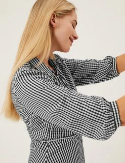 Promo 😀 M&S Collection 👗 Dresses Checked Midi 👚 Shirt 👗 Dress 🤩 -New In Womens Sales 2022 SD 01 T42 4667 Y4 X EC 4