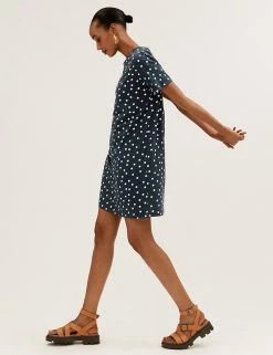Brand new 😀 M&S Collection 👗 Dresses Pure Cotton Polka Dot Mini T-Shirt 👗 Dress 😍