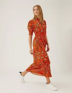 Cheap 😀 M&S Collection 👗 Dresses Animal Print Midaxi Waisted 👗 Dress 🔔