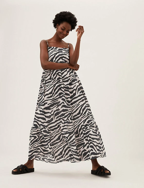 New 👏 M&S Collection 👗 Dresses Pure Cotton Printed Midaxi Tiered 👗 Dress 🥰 8 New 👏 M&S Collection 👗 Dresses Pure Cotton Printed Midaxi Tiered 👗 Dress 🥰 - Image 8