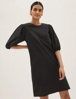 Deals 🔔 M&S Collection 👗 Dresses Pure Cotton Round Neck Mini T-Shirt 👗 Dress 💯