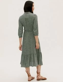 Best Sale ✨ M&S Collection 👗 Dresses Printed Tie Waist Midi 👕 Shirt 👗 Dress 🔥 -New In Womens Sales 2022 SD 01 T42 4877 KA X EC 2