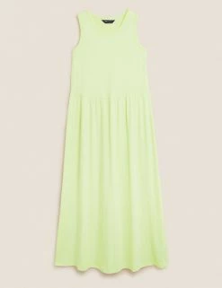 Budget 🥰 M&S Collection 👗 Dresses Jersey Round Neck Midi Relaxed Swing 👗 Dress ✔️ -New In Womens Sales 2022 SD 01 T42 7149 U4 X EC 90