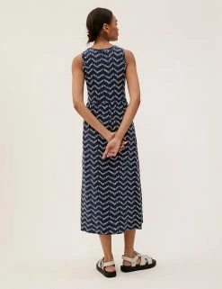 Outlet 🔔 M&S Collection 👗 Dresses Jersey Printed Midi Swing 👗 Dress 💯 -New In Womens Sales 2022 SD 01 T42 7179 F4 X EC 2