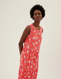 Best Pirce 👍 M&S Collection 👗 Dresses Floral Sleeveless Midaxi Tiered 👗 Dress 🛒 -New In Womens Sales 2022 SD 01 T42 7235 C8 X EC 1