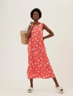 Best Pirce 👍 M&S Collection 👗 Dresses Floral Sleeveless Midaxi Tiered 👗 Dress 🛒 -New In Womens Sales 2022 SD 01 T42 7235 C8 X EC 3
