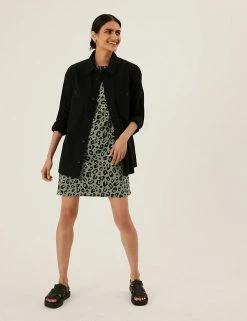 Promo 🔔 M&S Collection 👗 Dresses Pure Cotton Animal Print Mini T-Shirt 👗 Dress ✔️ -New In Womens Sales 2022 SD 01 T42 7376 J4 X EC 1