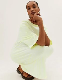 Discount 🧨 M&S Collection 👗 Dresses Pure Cotton Tie Dye T-Shirt 👗 Dress 😍 -New In Womens Sales 2022 SD 01 T42 7386 R4 X EC 4