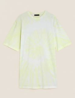 Discount 🧨 M&S Collection 👗 Dresses Pure Cotton Tie Dye T-Shirt 👗 Dress 😍 -New In Womens Sales 2022 SD 01 T42 7386 R4 X EC 90