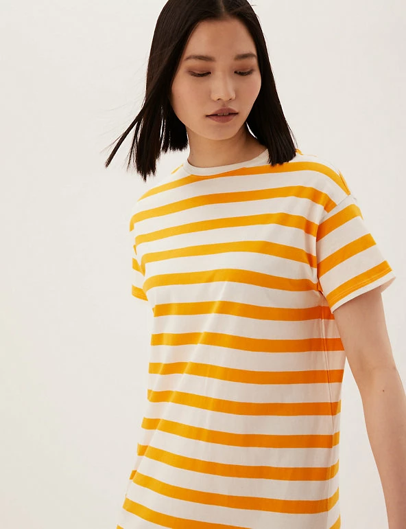Outlet π M&S Collection Clothing Pure Cotton Striped Midi T-Shirt π Dress π 8 Outlet π M&S Collection Clothing Pure Cotton Striped Midi T-Shirt π Dress π - Image 8