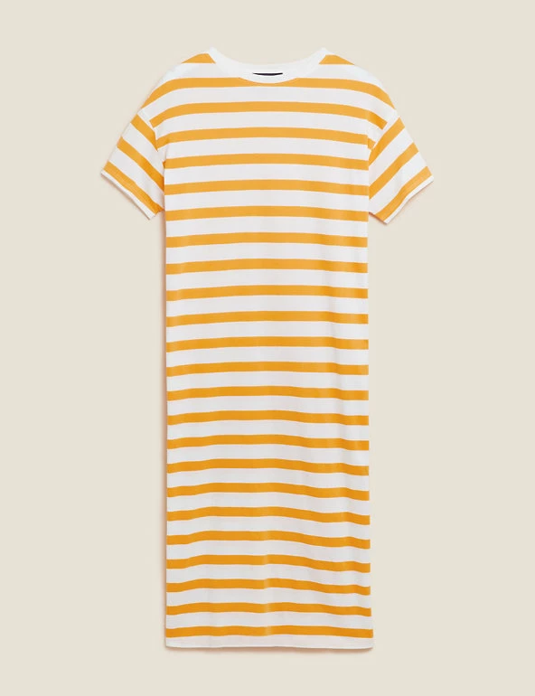 Outlet π M&S Collection Clothing Pure Cotton Striped Midi T-Shirt π Dress π 7 Outlet π M&S Collection Clothing Pure Cotton Striped Midi T-Shirt π Dress π - Image 7