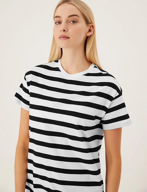 Outlet π M&S Collection Clothing Pure Cotton Striped Midi T-Shirt π Dress π 3 Outlet π M&S Collection Clothing Pure Cotton Striped Midi T-Shirt π Dress π - Image 3