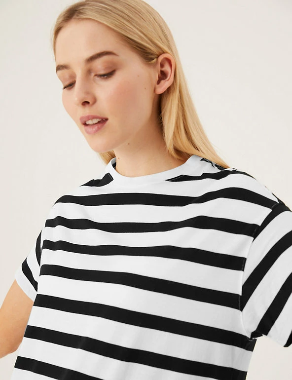 Outlet π M&S Collection Clothing Pure Cotton Striped Midi T-Shirt π Dress π 5 Outlet π M&S Collection Clothing Pure Cotton Striped Midi T-Shirt π Dress π - Image 5