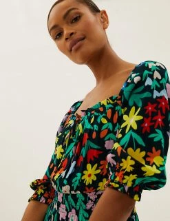 Wholesale 🥰 M&S Collection 👗 Dresses Floral Tie Neck Midi Waisted 👗 Dress 🧨 -New In Womens Sales 2022 SD 01 T42 7416 ZZ X EC 1