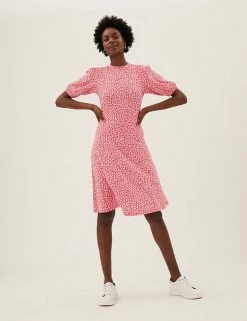 Outlet 😍 M&S Collection 👗 Dresses Jersey Floral Knee Length Skater 👗 Dress ✨