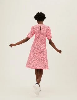 Outlet 😍 M&S Collection 👗 Dresses Jersey Floral Knee Length Skater 👗 Dress ✨ -New In Womens Sales 2022 SD 01 T42 7453 C8 X EC 3