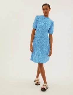 Best reviews of 🔥 M&S Collection 👗 Dresses Jersey Printed Knee Length Skater 👗 Dress 🧨
