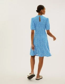 Best reviews of 🔥 M&S Collection 👗 Dresses Jersey Printed Knee Length Skater 👗 Dress 🧨 -New In Womens Sales 2022 SD 01 T42 7473 E4 X EC 2