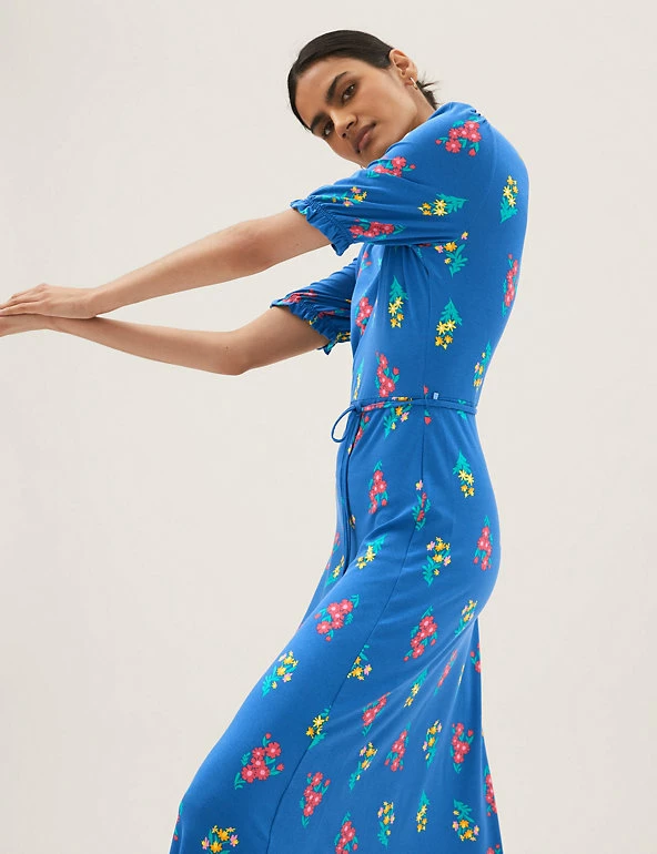 Top 10 🌟 M&S Collection 👗 Dresses Jersey Floral V-Neck Midi Tea 👗 Dress 🥰 9 Top 10 🌟 M&S Collection 👗 Dresses Jersey Floral V-Neck Midi Tea 👗 Dress 🥰 - Image 9