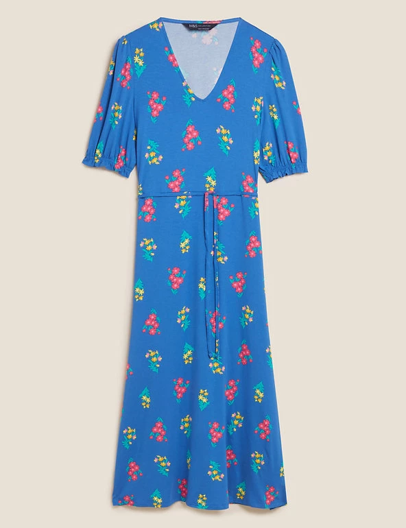 Top 10 🌟 M&S Collection 👗 Dresses Jersey Floral V-Neck Midi Tea 👗 Dress 🥰 7 Top 10 🌟 M&S Collection 👗 Dresses Jersey Floral V-Neck Midi Tea 👗 Dress 🥰 - Image 7
