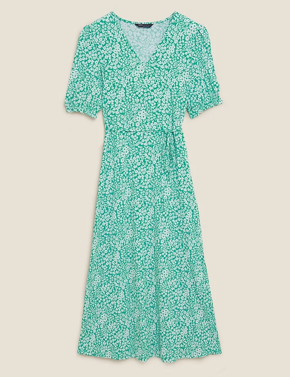 Top 10 🌟 M&S Collection 👗 Dresses Jersey Floral V-Neck Midi Tea 👗 Dress 🥰 2 Top 10 🌟 M&S Collection 👗 Dresses Jersey Floral V-Neck Midi Tea 👗 Dress 🥰 - Image 2