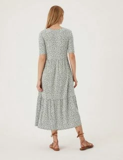 Top 10 ⌛ M&S Collection 👗 Dresses Jersey Floral Midi Tiered 👗 Dress 🔥 -New In Womens Sales 2022 SD 01 T42 7613 KA X EC 3