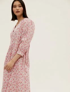 Discount 🌟 M&S Collection 👗 Dresses Pure Cotton Ditsy Floral Midi Relaxed 👗 Dress ✔️ -New In Womens Sales 2022 SD 01 T42 7642 A4 X EC 2