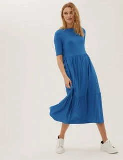 Best reviews of 🛒 M&S Collection 👗 Dresses Jersey Short Sleeve Midi Tiered 👗 Dress 👍 -New In Womens Sales 2022 SD 01 T42 7667 E0 X EC 1