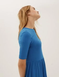 Best reviews of 🛒 M&S Collection 👗 Dresses Jersey Short Sleeve Midi Tiered 👗 Dress 👍 -New In Womens Sales 2022 SD 01 T42 7667 E0 X EC 3