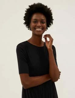 Best reviews of 🛒 M&S Collection 👗 Dresses Jersey Short Sleeve Midi Tiered 👗 Dress 👍 -New In Womens Sales 2022 SD 01 T42 7667 Y0 X EC 2