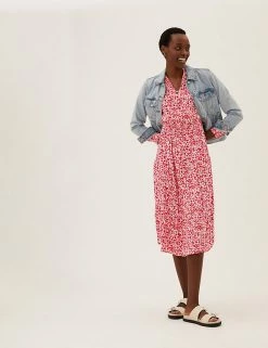 Wholesale 👍 M&S Collection 👗 Dresses Ditsy Floral V-Neck Midi Waisted 👗 Dress 🔥 -New In Womens Sales 2022 SD 01 T42 7672 B4 X EC 2