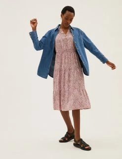 Wholesale 👍 M&S Collection 👗 Dresses Ditsy Floral V-Neck Midi Waisted 👗 Dress 🔥 -New In Womens Sales 2022 SD 01 T42 7672 V4 X EC 1