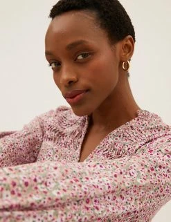 Wholesale 👍 M&S Collection 👗 Dresses Ditsy Floral V-Neck Midi Waisted 👗 Dress 🔥 -New In Womens Sales 2022 SD 01 T42 7672 V4 X EC 3