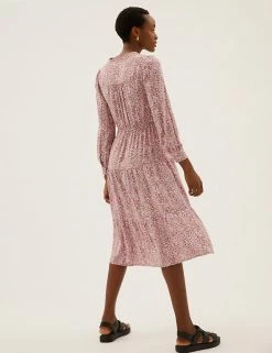 Wholesale 👍 M&S Collection 👗 Dresses Ditsy Floral V-Neck Midi Waisted 👗 Dress 🔥 -New In Womens Sales 2022 SD 01 T42 7672 V4 X EC 4