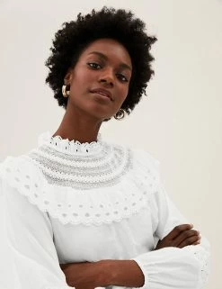 Cheapest π₯ M&S Collection Tops Pure Cotton Frill Neck Long Sleeve Top β¨ 12 Cheapest π₯ M&S Collection Tops Pure Cotton Frill Neck Long Sleeve Top β¨ -New In Womens Sales 2022 SD 01 T43 4619 KY X EC 1