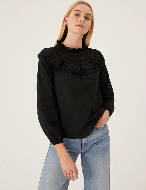 Cheapest π₯ M&S Collection Tops Pure Cotton Frill Neck Long Sleeve Top β¨ 8 Cheapest π₯ M&S Collection Tops Pure Cotton Frill Neck Long Sleeve Top β¨ - Image 8