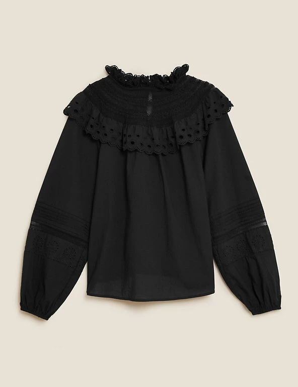 Cheapest π₯ M&S Collection Tops Pure Cotton Frill Neck Long Sleeve Top β¨ 7 Cheapest π₯ M&S Collection Tops Pure Cotton Frill Neck Long Sleeve Top β¨ - Image 7