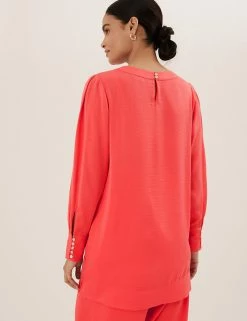 Buy ⭐ M&S Collection Tops Round Neck Longline Angel Sleeve Top 🎉 -New In Womens Sales 2022 SD 01 T43 4621X CG X EC 4