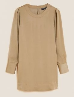 Buy ⭐ M&S Collection Tops Round Neck Longline Angel Sleeve Top 🎉 -New In Womens Sales 2022 SD 01 T43 4621X CO X EC 90