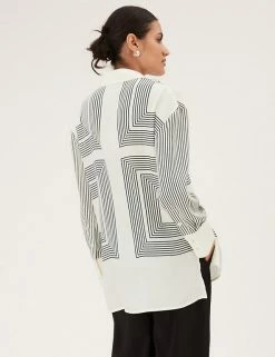 Best Sale 👍 M&S Collection 👚 Shirts & Blouses Striped Collared Longline 👚 Shirt ✨ -New In Womens Sales 2022 SD 01 T43 5113 Y8 X EC 3